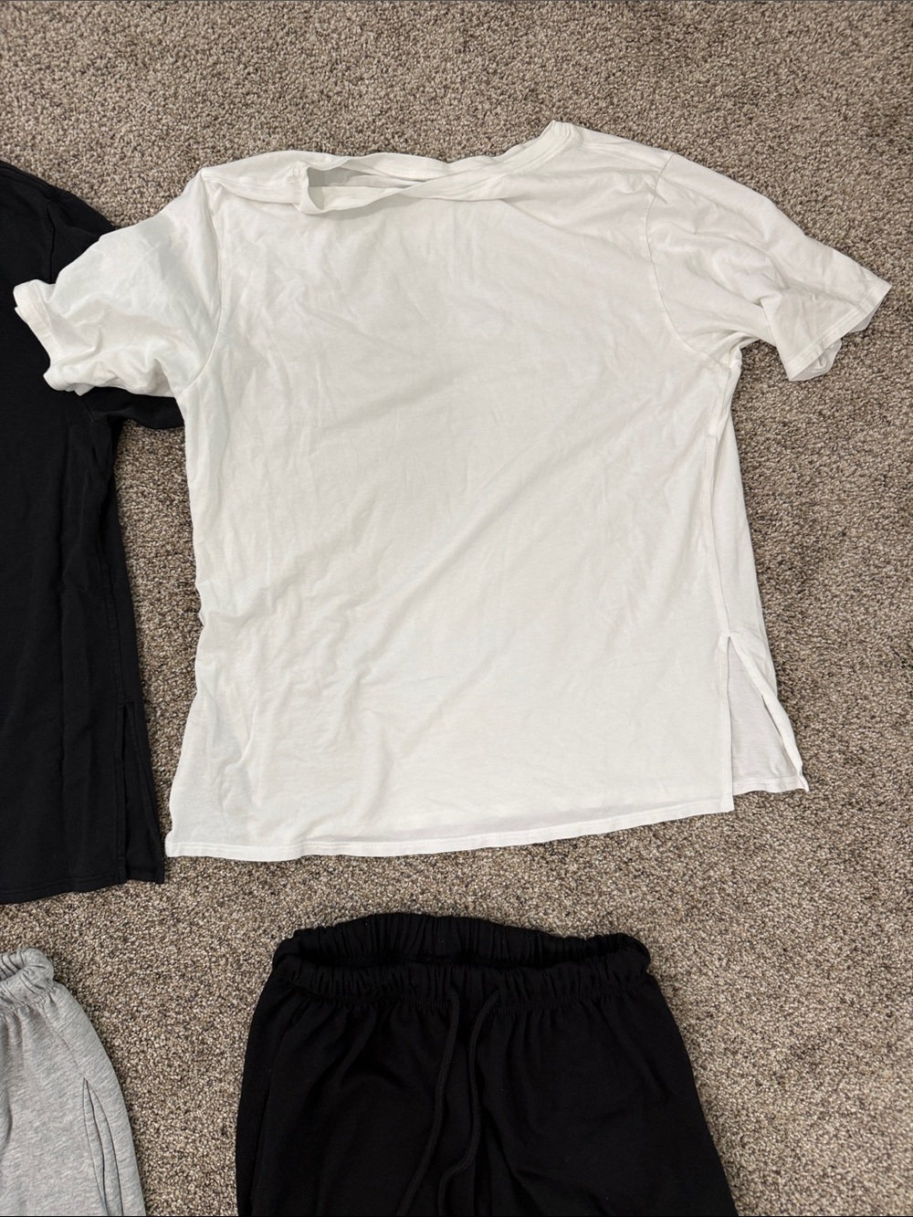 Lululemon Casual Tee and Wide-Leg Lounge Pants Set - Black, White, Heather Gray - Picture 4 of 7
